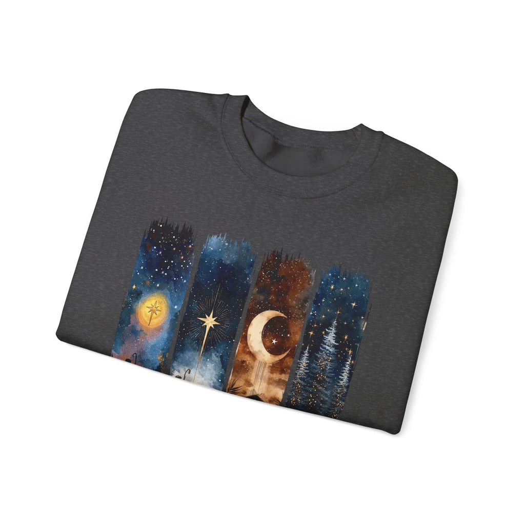 Christmas Nativity Crewneck Sweatshirt — "A Savior Is Born" Graphic