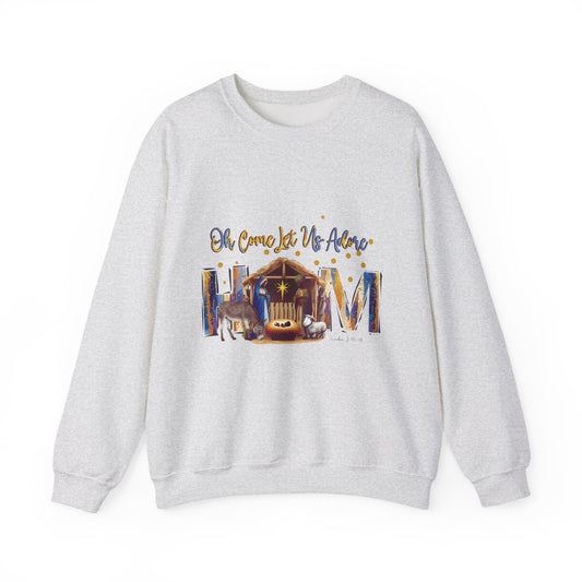 Oh Come Let Us Adore' Black Nativity Christmas Holiday Apparel Sweatshirt