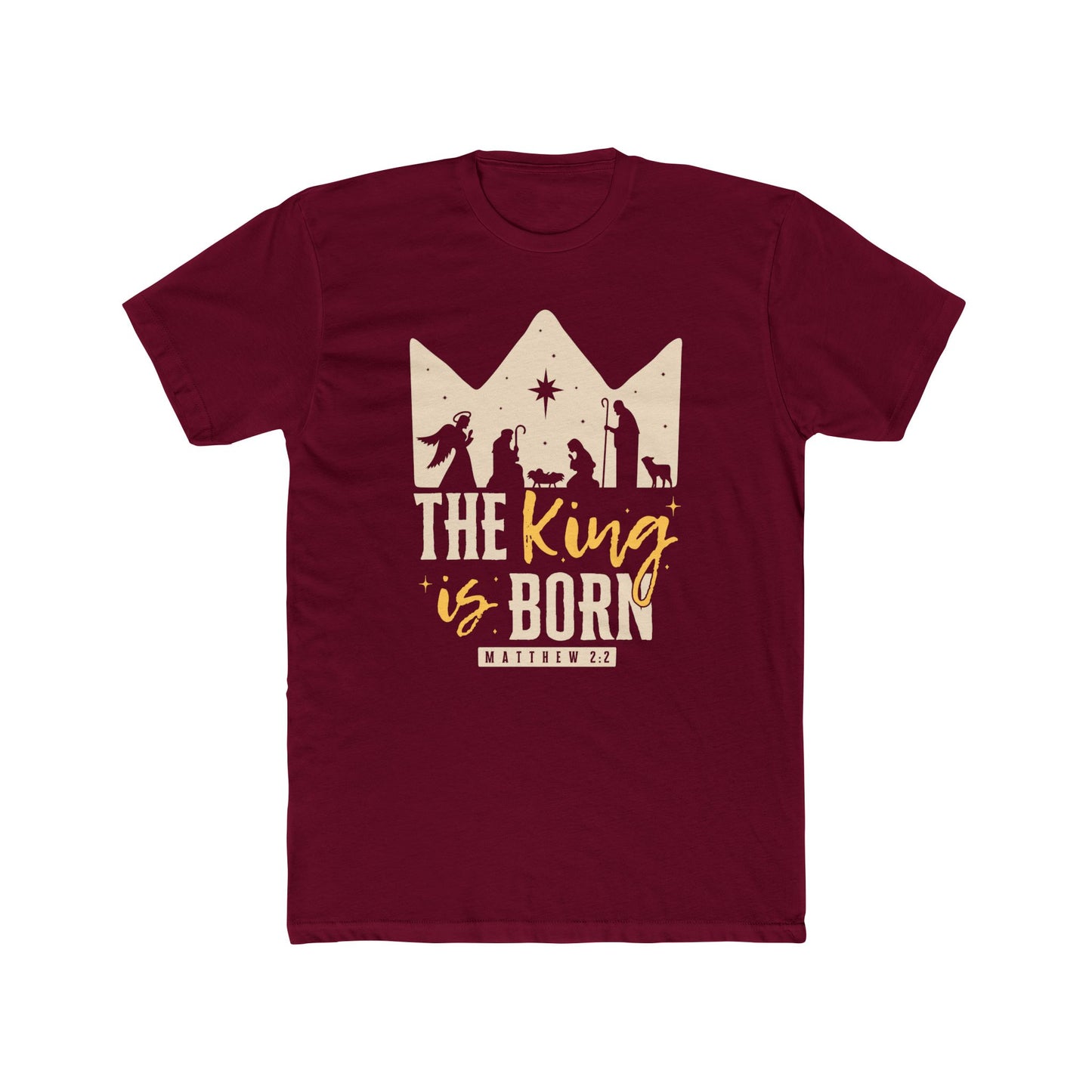 The King Is Born Christmas Tee Shirt (Matthew 2:11)  Holiday Apparel