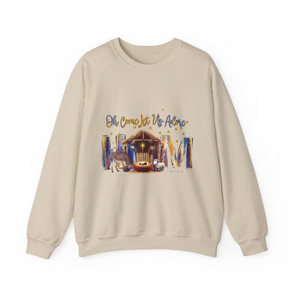 Christmas Nativity Sweatshirt — "Oh Come Let Us Adore Him" Cozy Holiday Crewneck