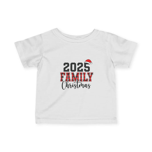 Infant Christmas Tee 2025 Family Merry Christmas Buffalo Plaid Baby Shirt