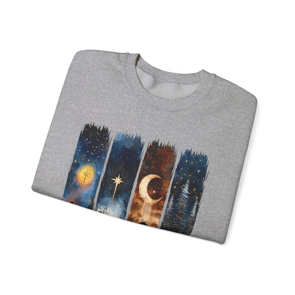 Christmas Nativity Crewneck Sweatshirt — "A Savior Is Born" Graphic