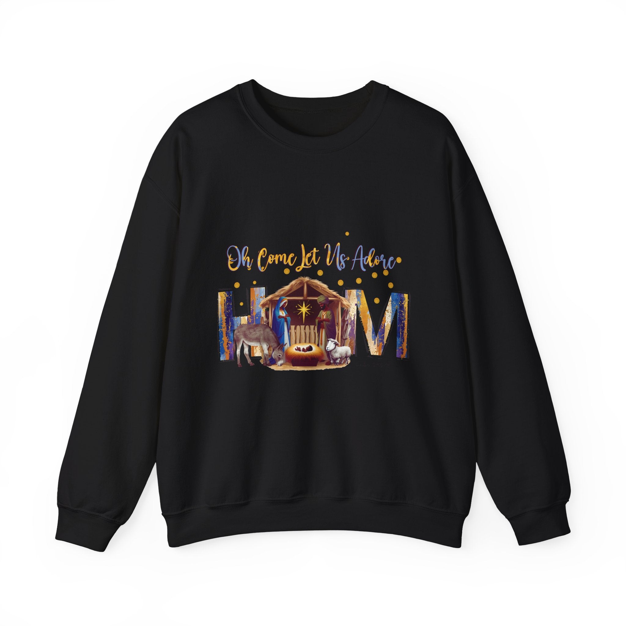 Christmas Nativity Sweatshirt — "Oh Come Let Us Adore Him" Cozy Holiday Crewneck