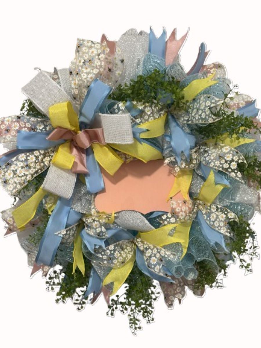 Bumblebee & Blossoms Wreath - 14 In