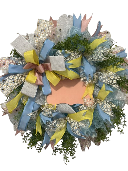 Bumblebee & Blossoms Wreath - 14 In