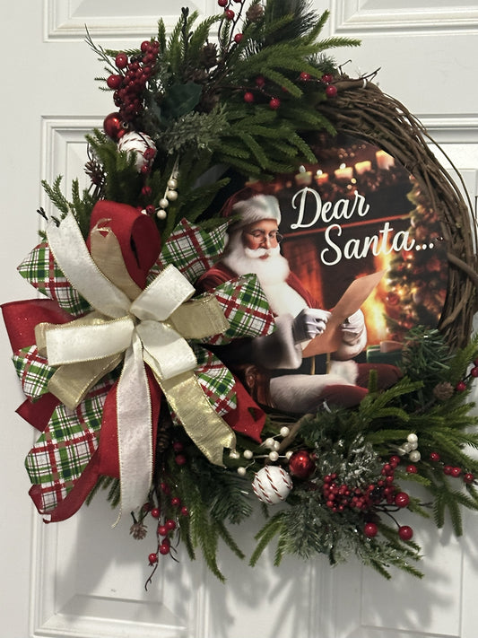 Dear Santa..." Holiday Wreath – Cozy Christmas Charm for Your Door