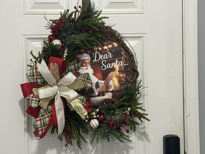 Dear Santa..." Holiday Wreath – Cozy Christmas Charm for Your Door