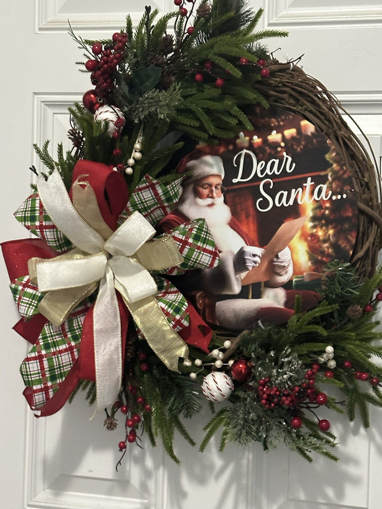 Dear Santa..." Holiday Wreath – Cozy Christmas Charm for Your Door