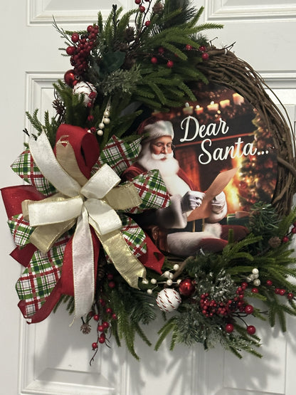 Dear Santa..." Holiday Wreath – Cozy Christmas Charm for Your Door