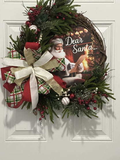 Dear Santa..." Holiday Wreath – Cozy Christmas Charm for Your Door