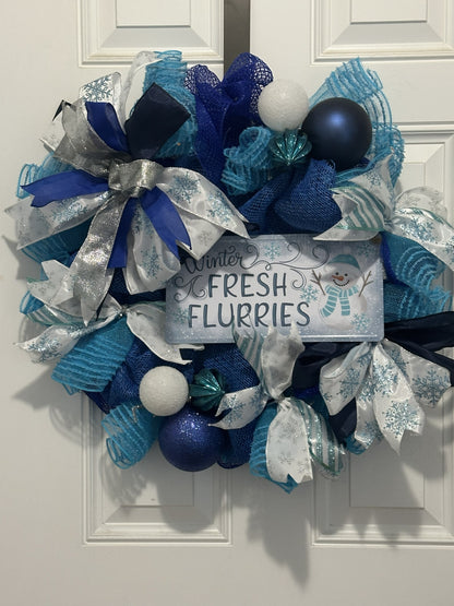 Blue Snow Flurries Wreath