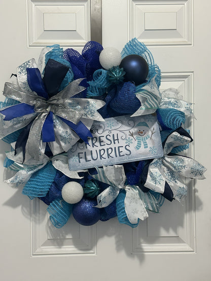 Blue Snow Flurries Wreath