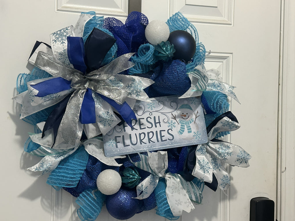 Blue Snow Flurries Wreath